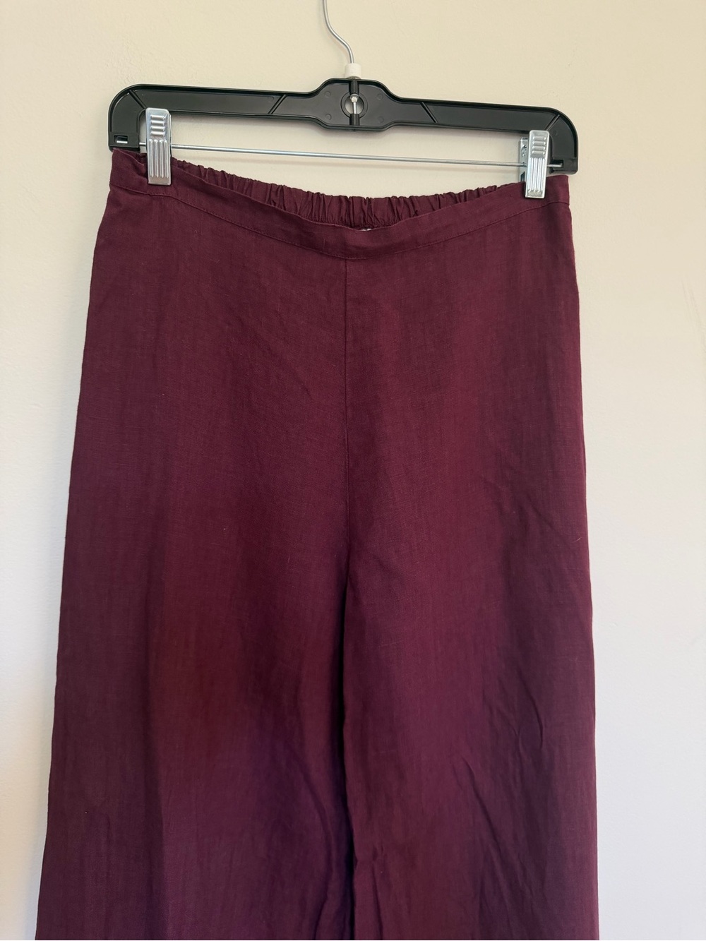 Bryn Walker Maroon Burgundy Linen Wide Leg Pant Lagenlook Small - Picture 2 of 6